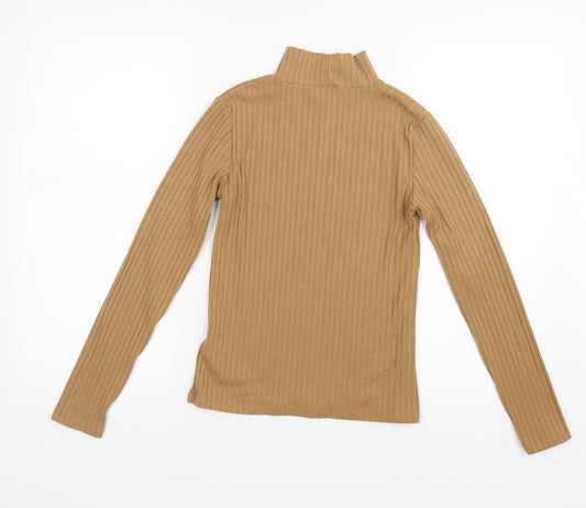 Topshop Womens Brown Basic T-Shirt Size 10