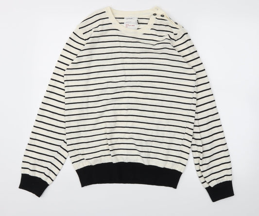 Topman Mens Ivory Striped Pullover Sweatshirt Size S