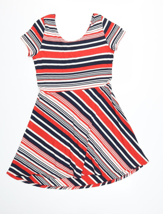 ESMARA Womens Red Striped Fit & Flare Size L