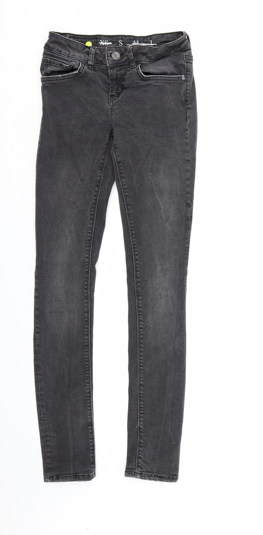 Womens UK Size XS Never Denim Regular Fit Skinny Black Jeans
