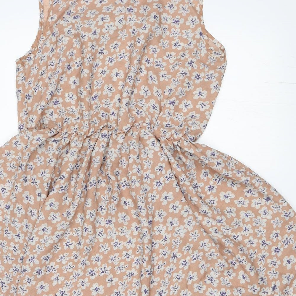 Warrior Womens Beige Floral Skater Dress Size S