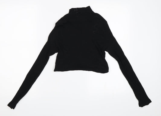 SheIn Womens Black Cropped T-Shirt Size M