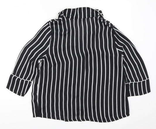 Atmosphere Womens Black Striped Basic Button-Up Size 12