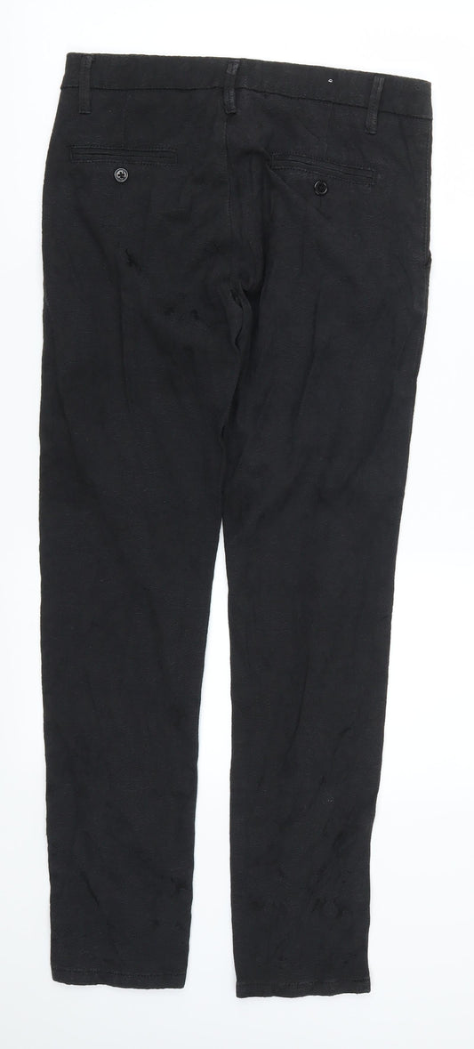 Womens UK Size M Preworn Regular Fit Black Trousers