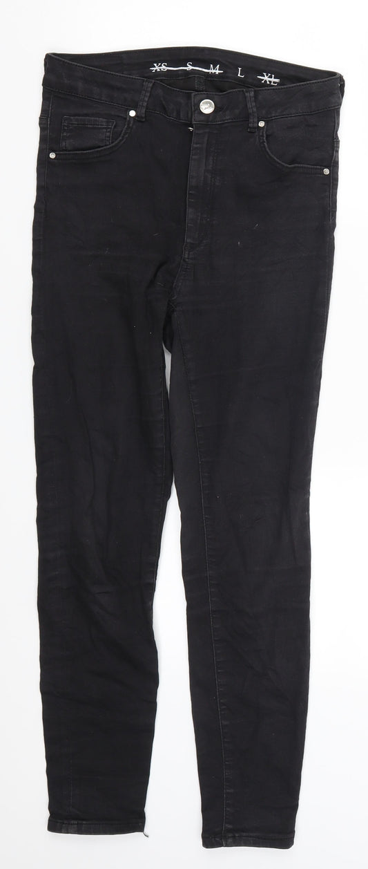 Womens UK Size L Never Denim Regular Fit Skinny Black Jeans