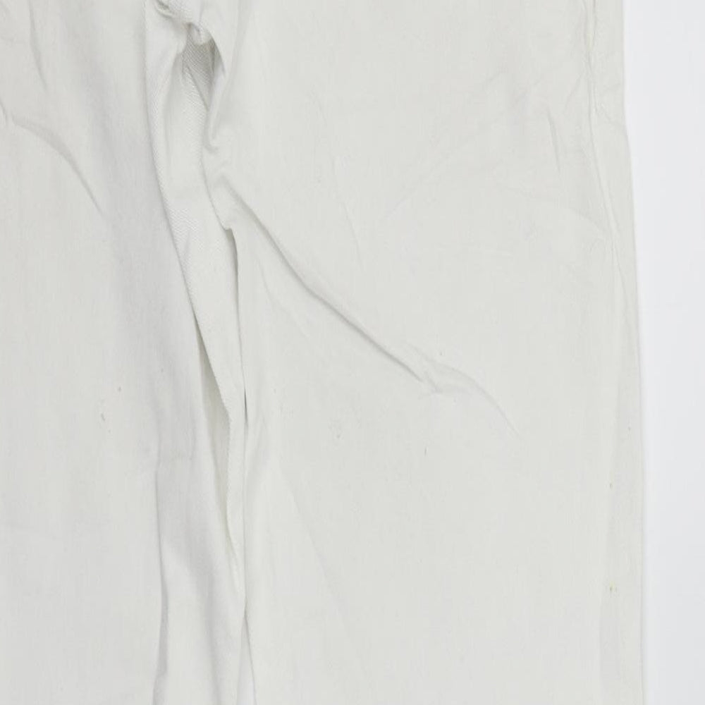 Womens UK Size L John Boner Regular Fit Straight White Jeans