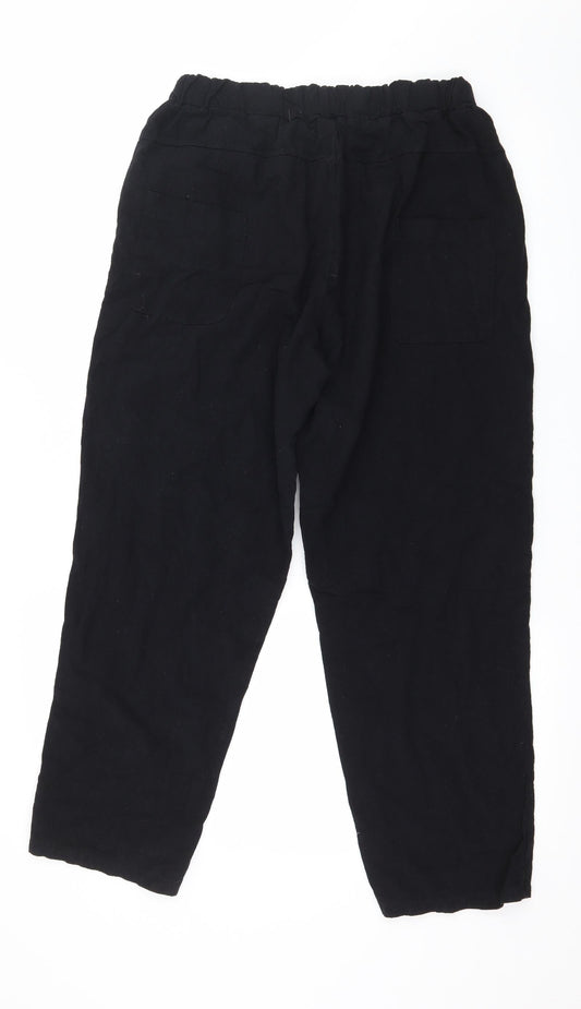 Womens UK Size 2XL Preworn Regular Fit Black Trousers