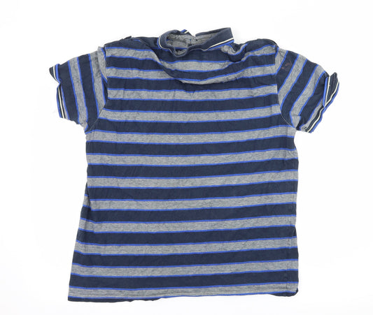 Cedar Wood State Mens Blue Striped Jersey Polo Size L