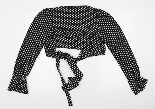 In the Style Womens Black Polka Dot Basic Blouse Size 8