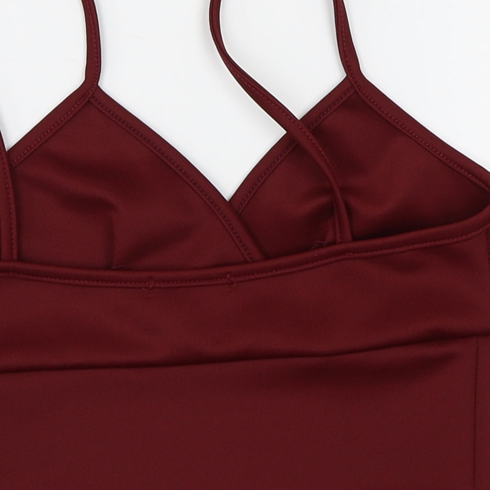 Boohoo Womens Red Basic T-Shirt Size 10