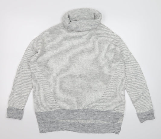 Primark Womens Grey Striped Knit Pullover Jumper Size 12 - Oversized