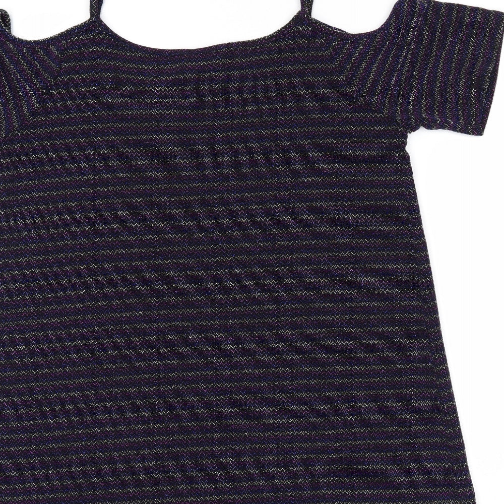 Papaya Womens Purple Striped Basic Blouse Size 14