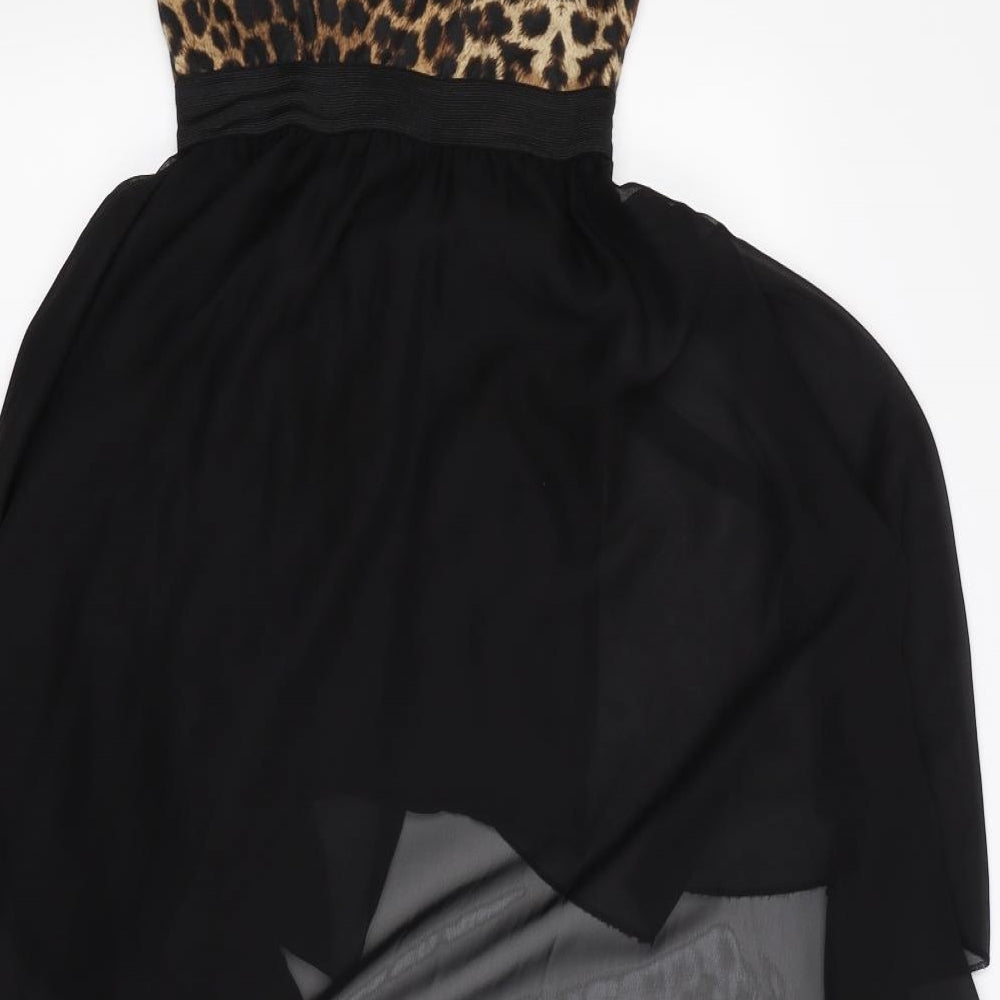 Missguided Womens Beige Animal Print Rayon Fit & Flare Size S