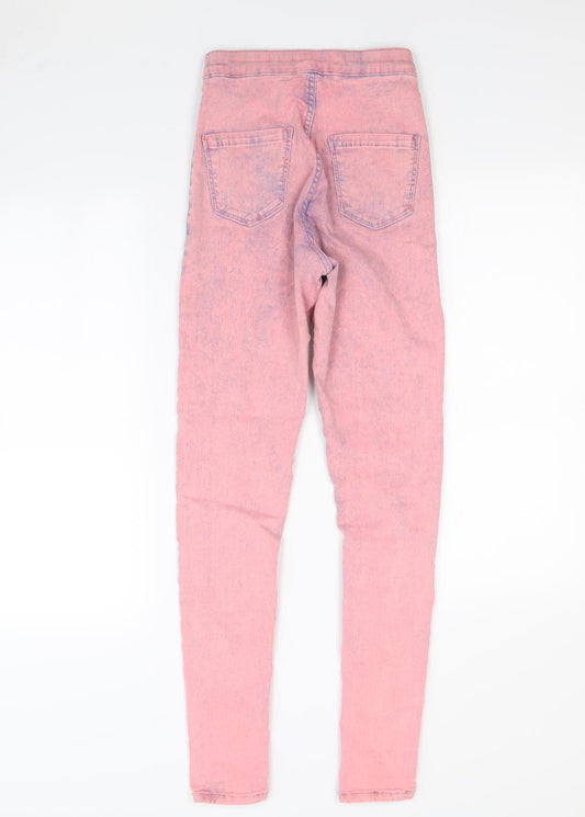 Topshop Womens Pink Denim Straight Jeans Size 26 in L28 in