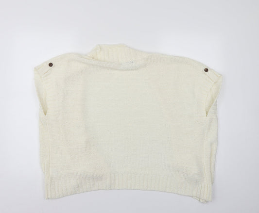 BM Womens White Cardigan Jumper Size XL