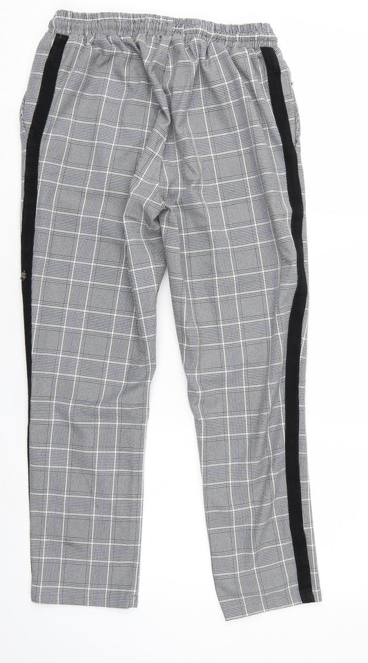 Boohoo man Mens Grey Check Trousers Size M L25 in