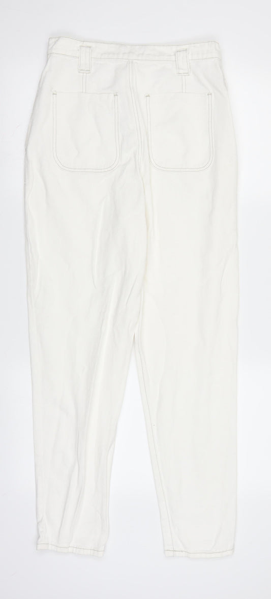 PRETTYLITTLETHING Womens White Denim Straight Jeans Size 8 L27.5 in