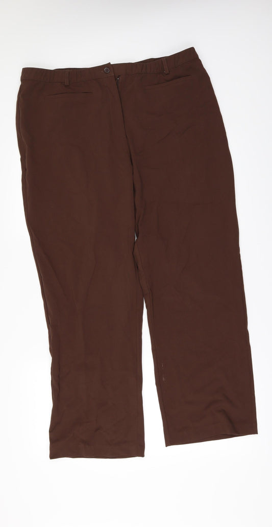 Womens UK Size 42 in Damart Regular Fit Brown Trousers