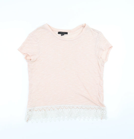 Primark Womens Pink Pullover Jumper Size 12 - floral lace hem