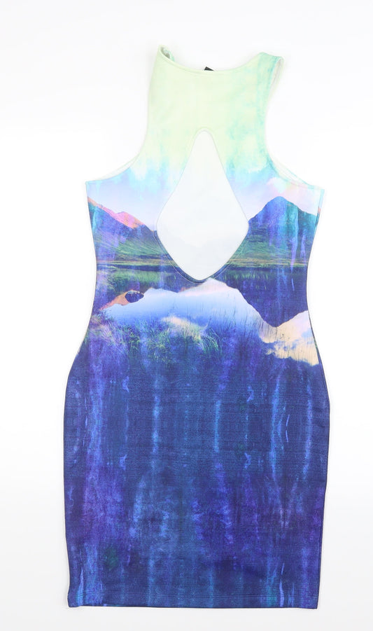 H&M Womens Blue Geometric Tank Dress Size 8