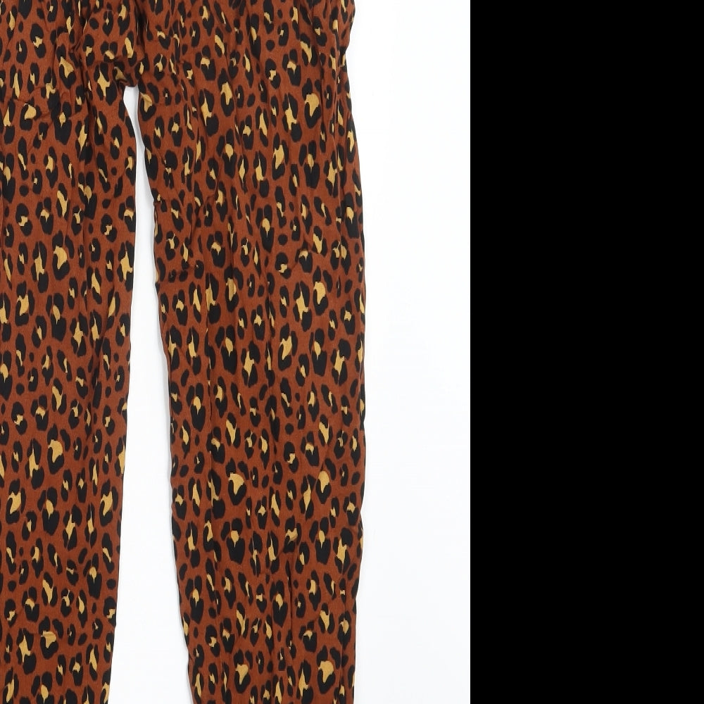Primark Womens Brown Animal Print Trousers Size 12 L27 in