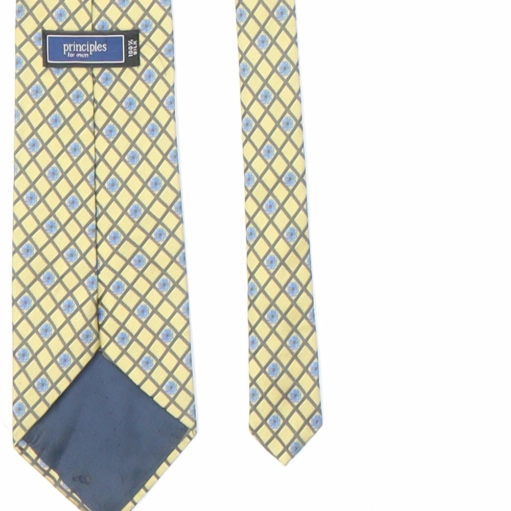 Principles Mens Gold Floral Pointed Tie One Size