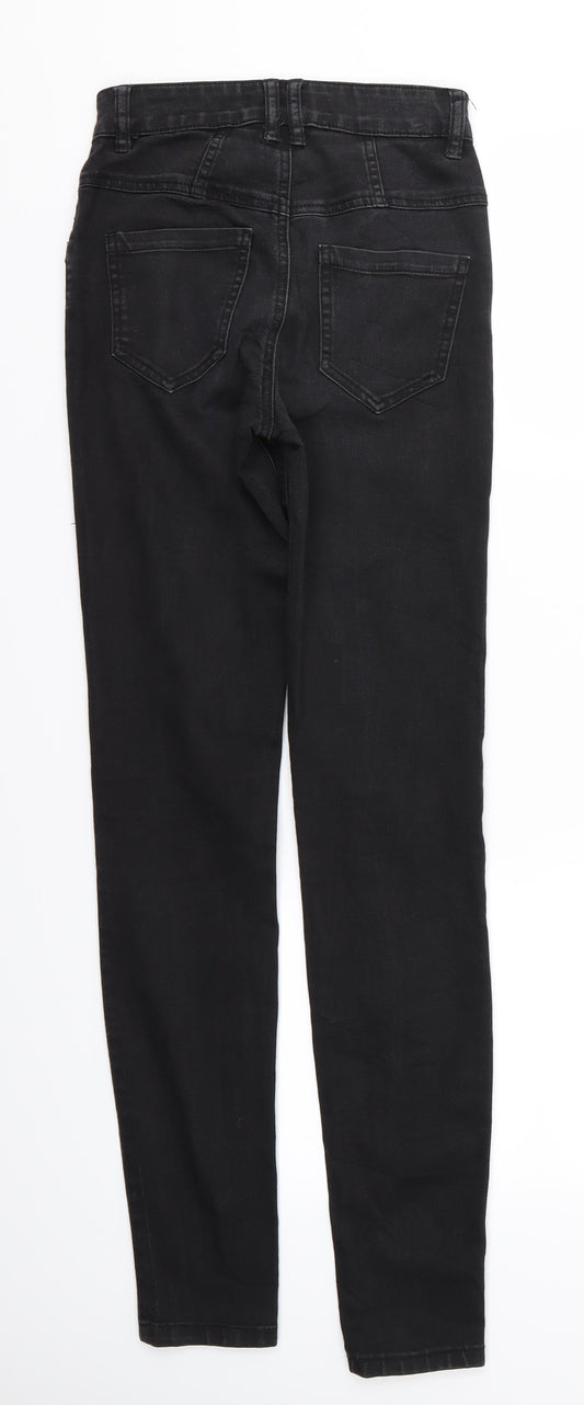 Womens UK Size 2XS FB Sister Regular Fit Skinny Black Jeans