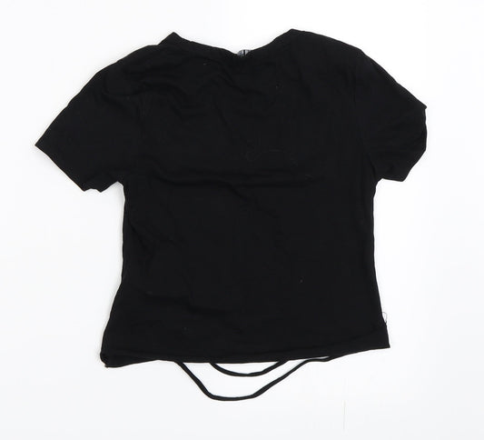 Cameo Rose Womens Black Cropped T-Shirt Size 8