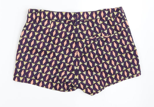 H&M Womens Blue Geometric  Hot Pants Shorts Size 38