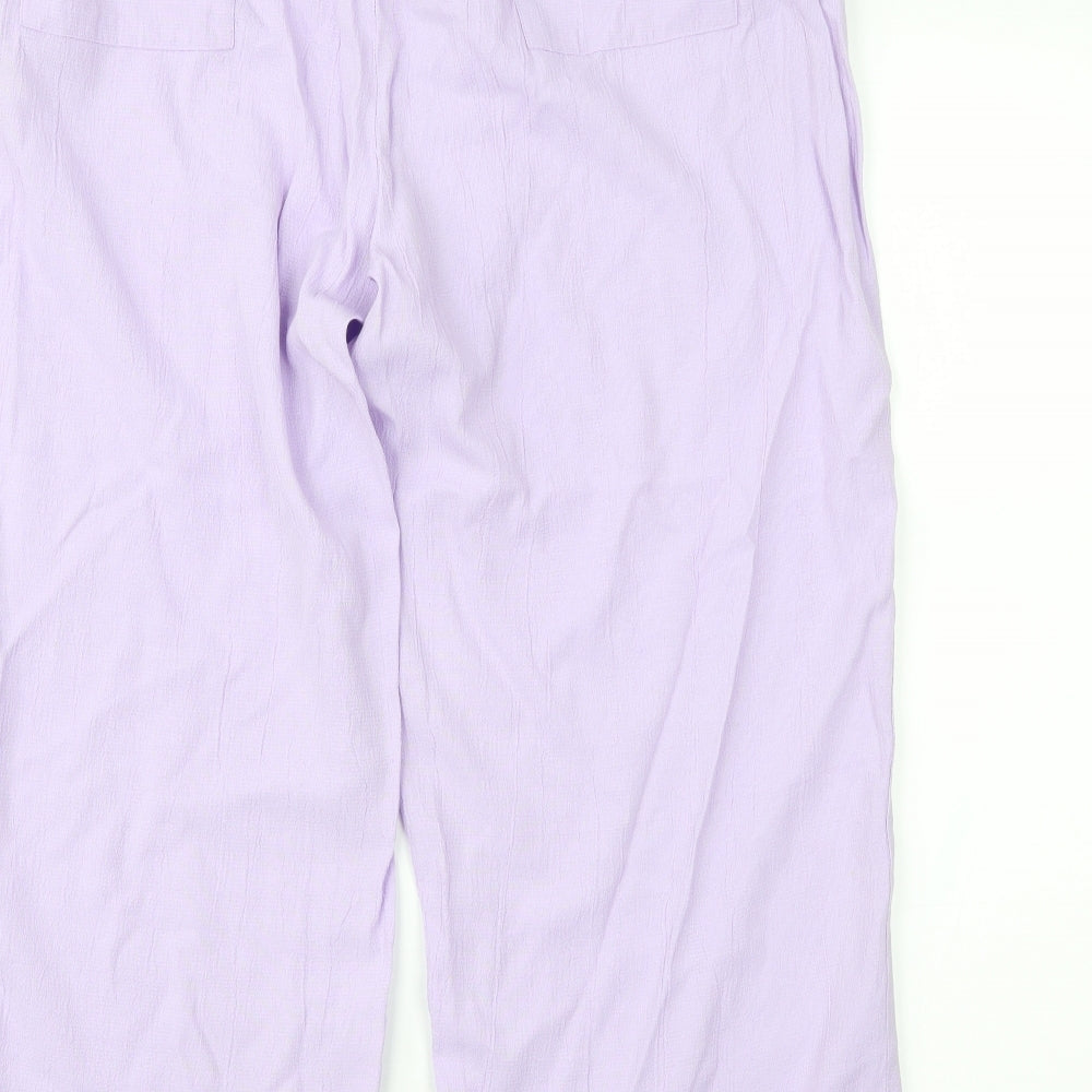 Womens UK Size L Janique Regular Fit Cropped Purple Trousers