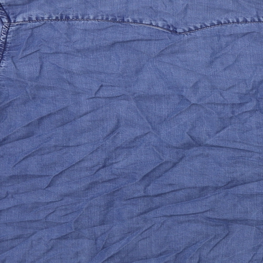 FOREVER 21 Womens Blue Basic Button-Up Size M