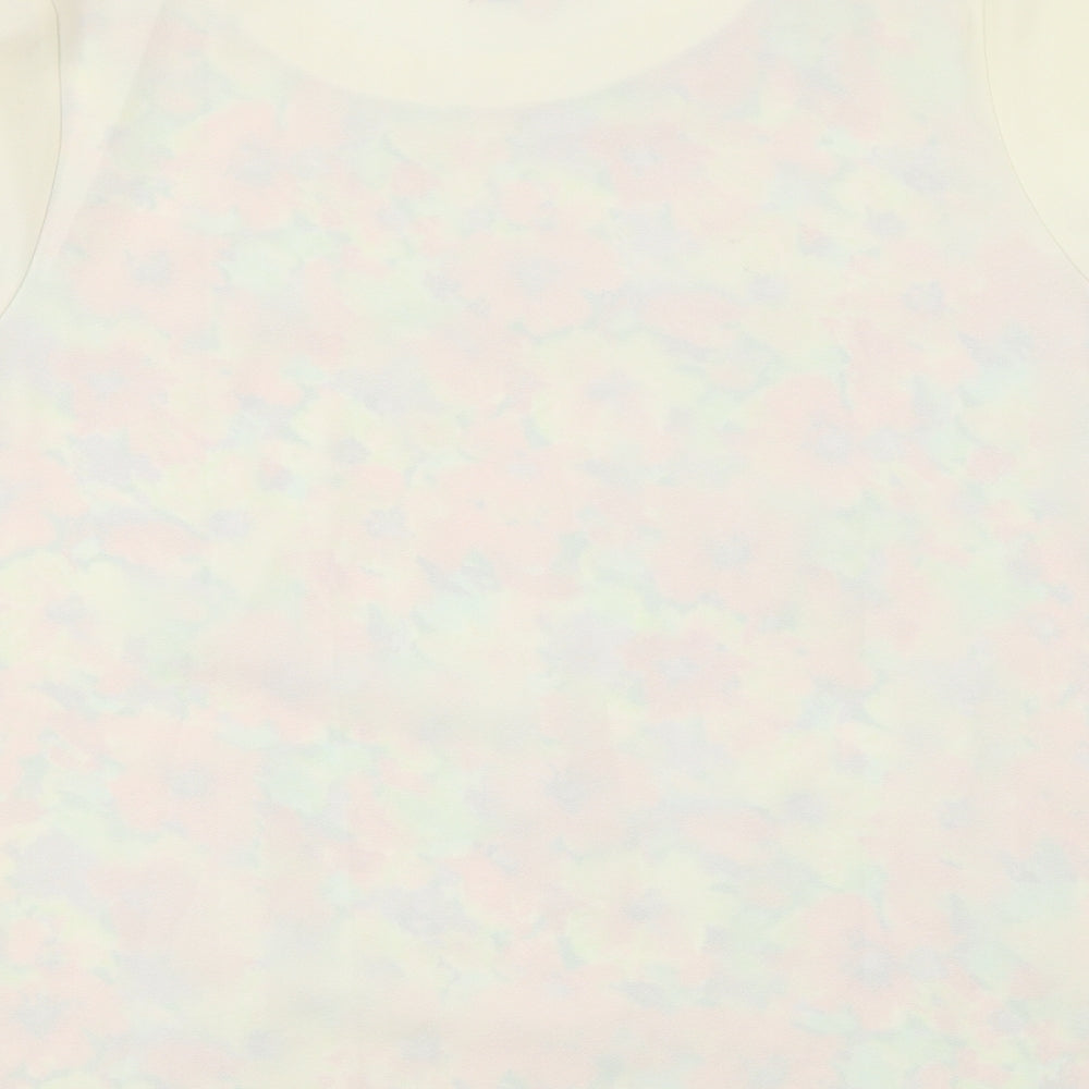 Womens UK Size 12 Neon Rose Ivory Basic Blouse