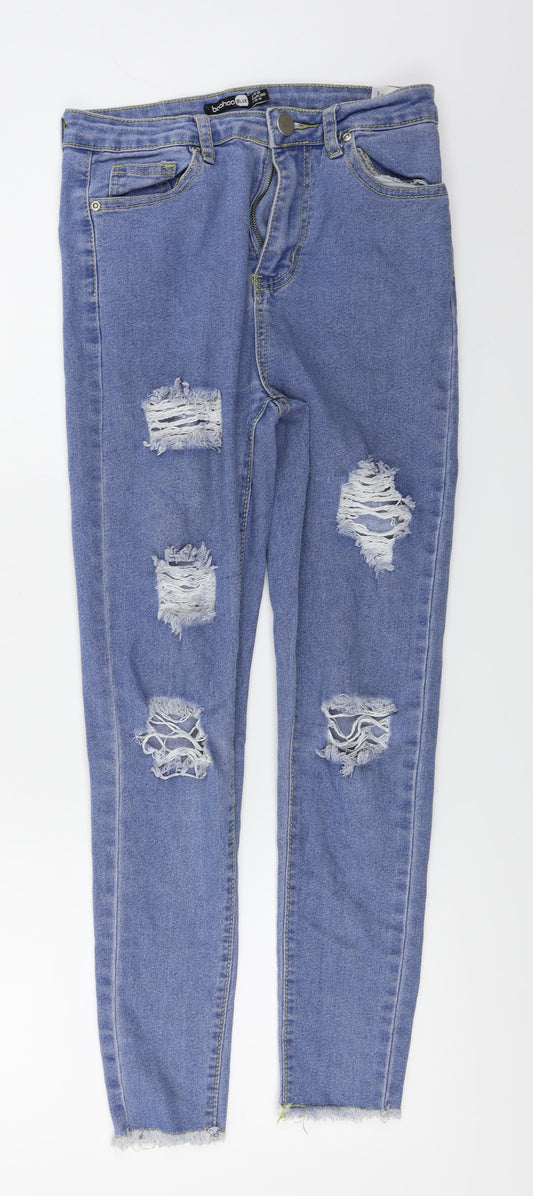 Womens UK Size 8 Boohoo Regular Fit Skinny Blue Jeans