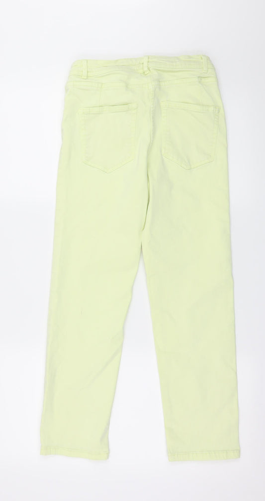 Womens UK Size 28 in Preworn Regular Fit Cropped Green Jeans