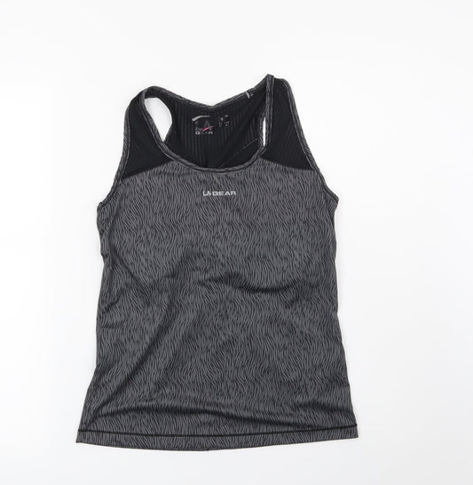 LA Gear Womens Grey Geometric Basic T-Shirt Size 10
