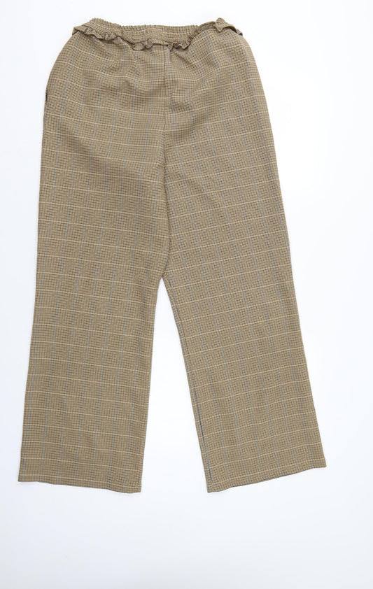 Top Shop Womens Brown Herringbone Trousers Size 16 L29 in - Elastic Waist