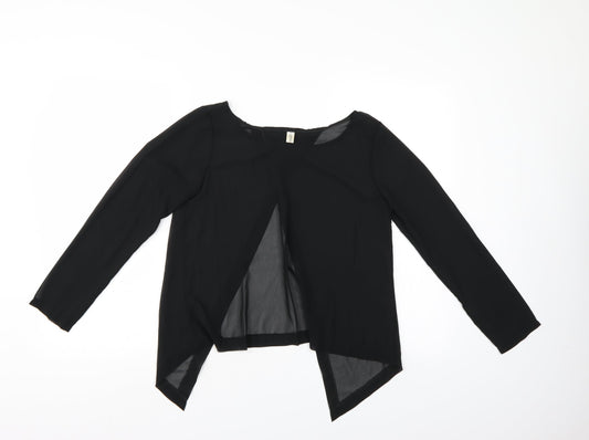 Womens UK Size M Preworn Black Wrap Blouse