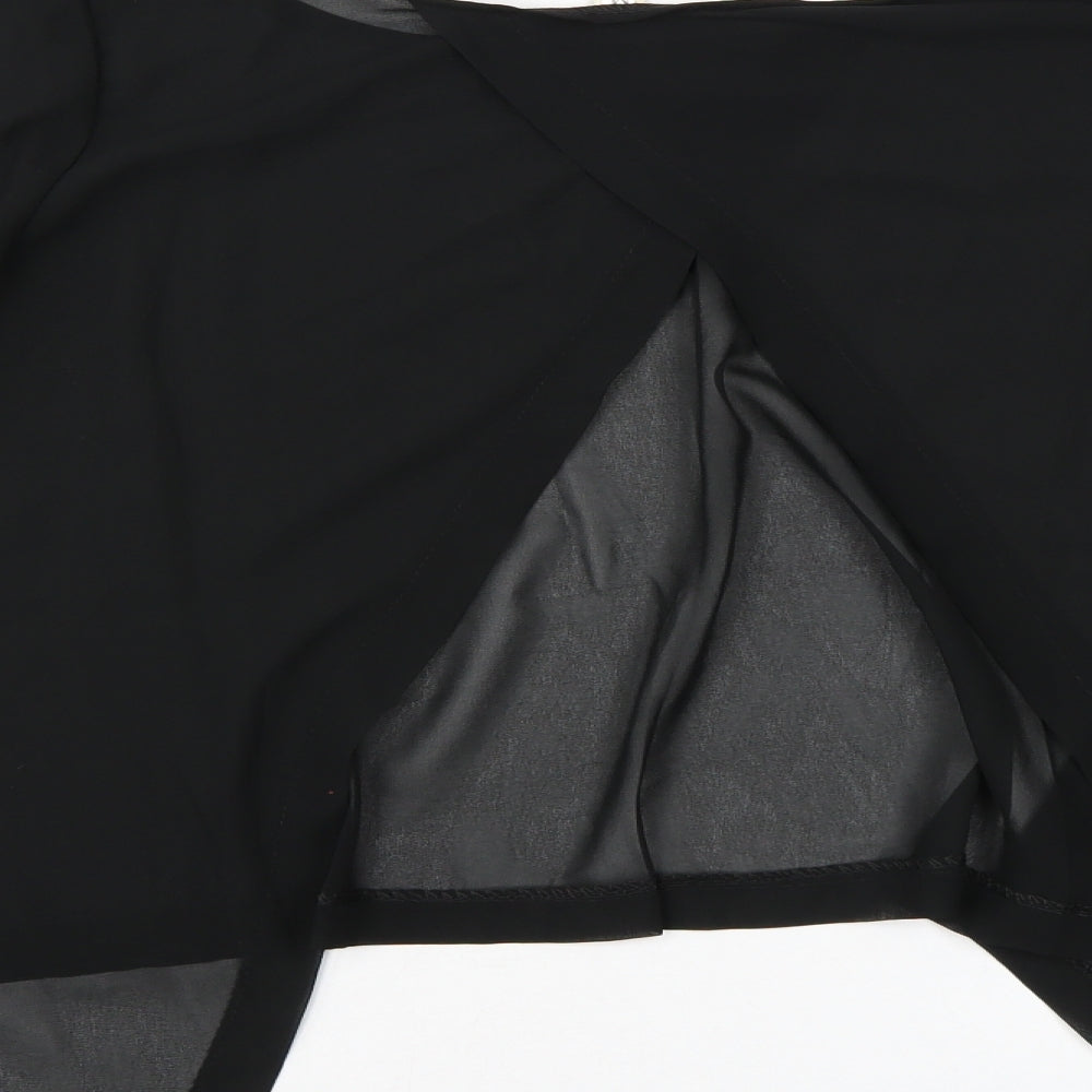 Womens UK Size M Preworn Black Wrap Blouse