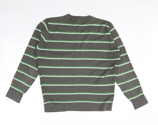Cedar Wood State Mens Brown Striped Pullover Jumper Size M