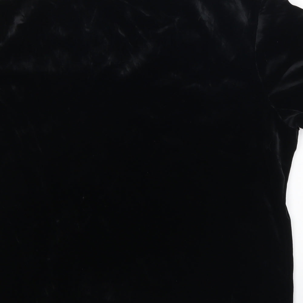 Anna Morella Womens Black Floral Basic T-Shirt Size 14