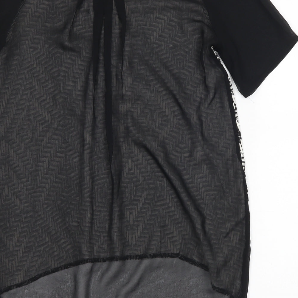 George Womens Black Geometric Basic T-Shirt Size 8