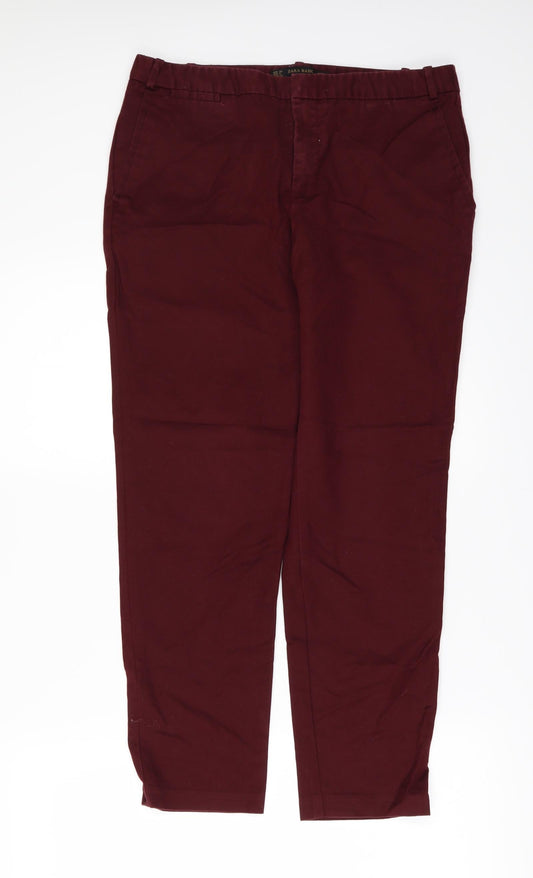 Womens UK Size 8 Zara Regular Fit Capri Red Jeans