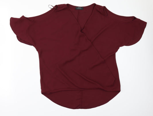 Womens UK Size 10 Papaya Red Tunic Blouse
