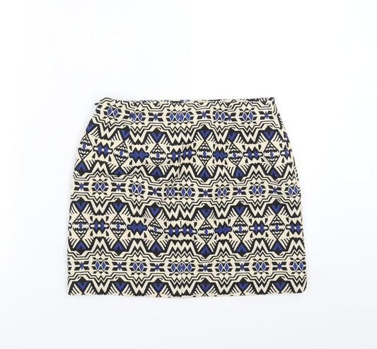 Divided by H&M Womens Beige Geometric  A-Line Skirt Size 8