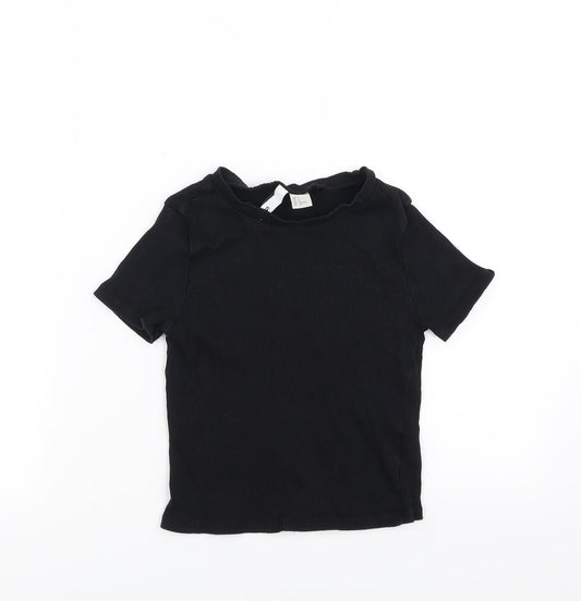 Womens UK Size S Divided by H&M Black Cropped T-Shirt