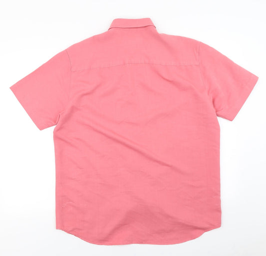 Mens UK Size M Fraser Pink Button-Up Short Sleeve Casual Shirt