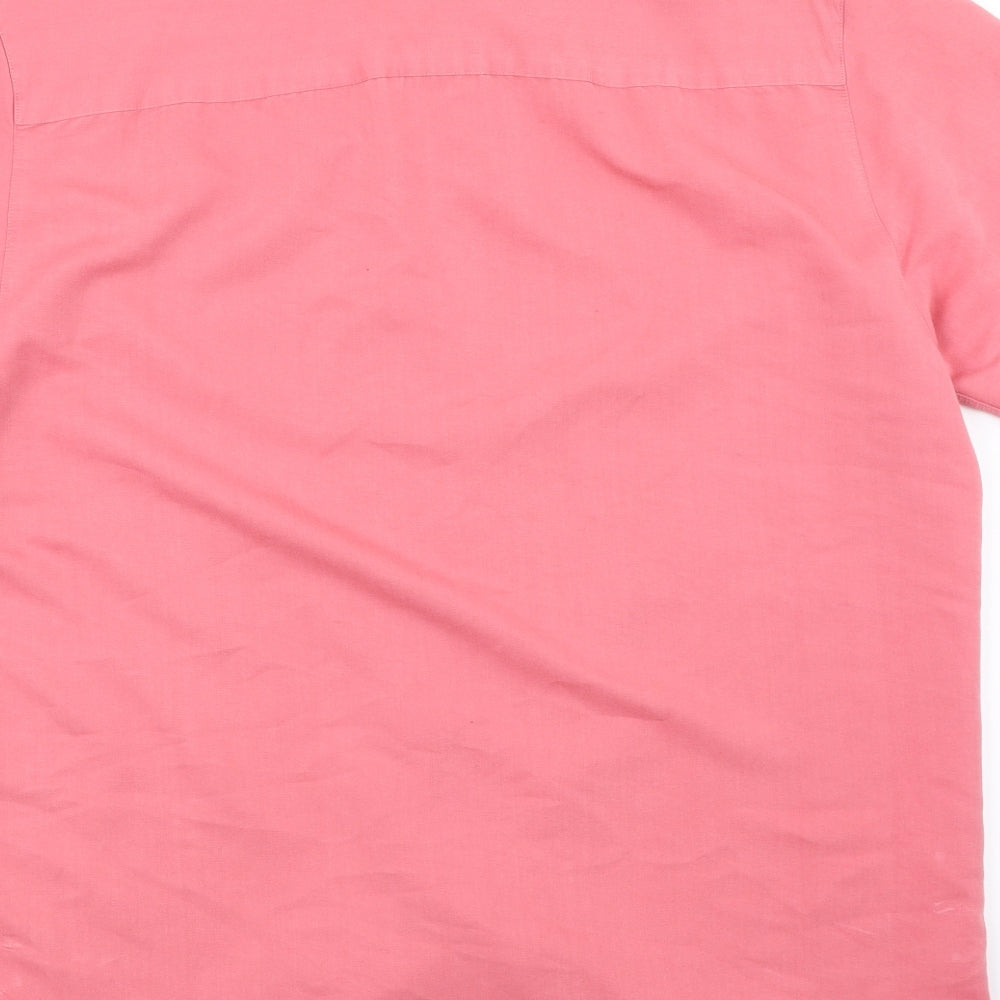 Mens UK Size M Fraser Pink Button-Up Short Sleeve Casual Shirt
