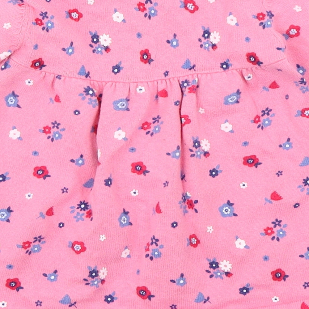 George Girls Pink Floral Knit Jumper Dress Size 3-6 Months
