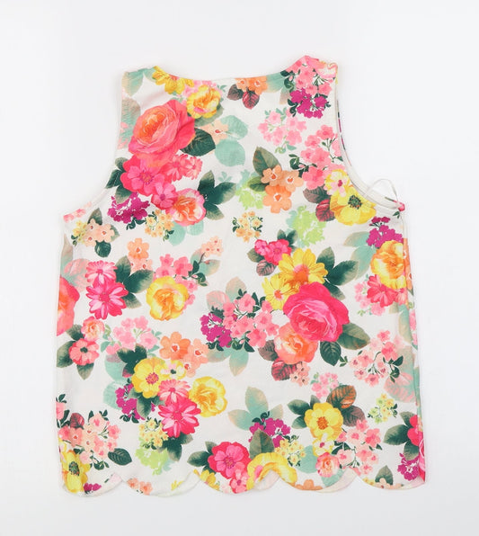 Quiz Womens White Floral Basic Tank Size 6
