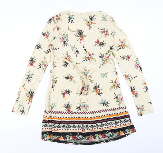 Papaya Womens Ivory Floral A-Line Size 8